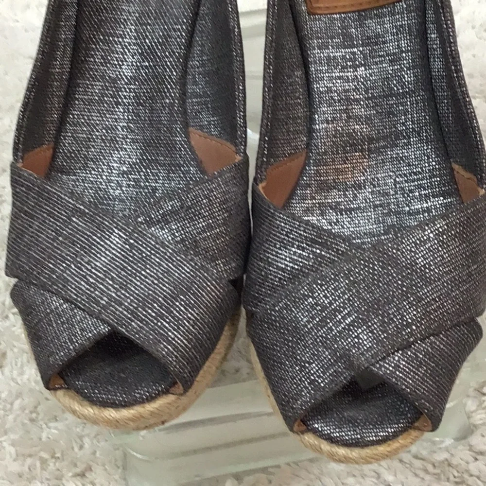 Tory Burch Filipa metallic espadrille wedge 5.5